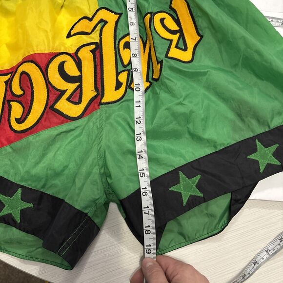 Vintage Ringside Satin Green Yellow Red Muay Thai Boxing Shorts Size XL - Picture 8 of 8